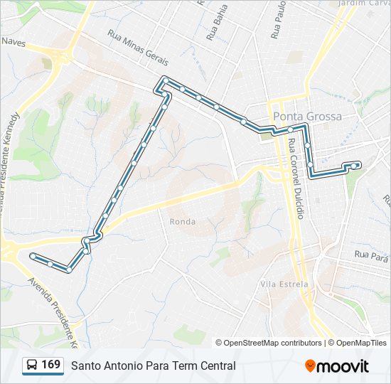 Mapa da linha 169 de ônibus