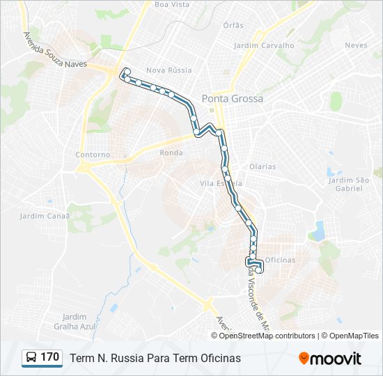 Mapa da linha 170 de ônibus