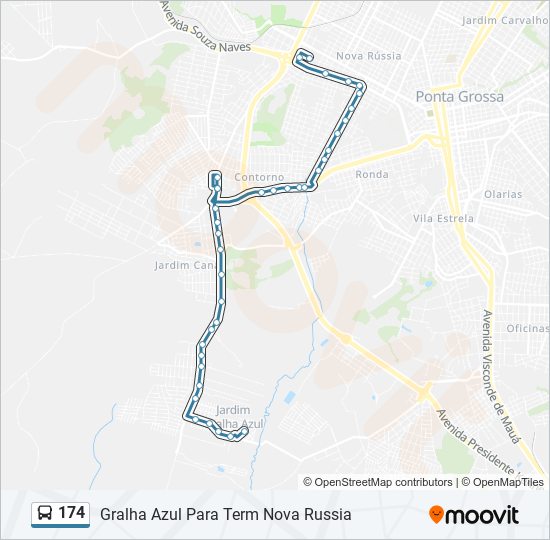 Mapa da linha 174 de ônibus