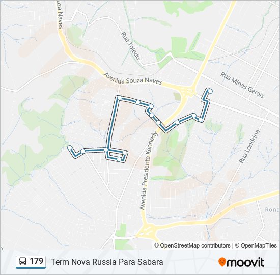 Mapa da linha 179 de ônibus