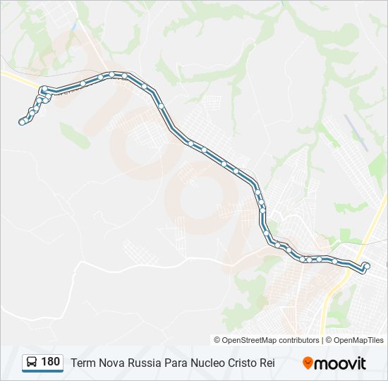 Mapa da linha 180 de ônibus