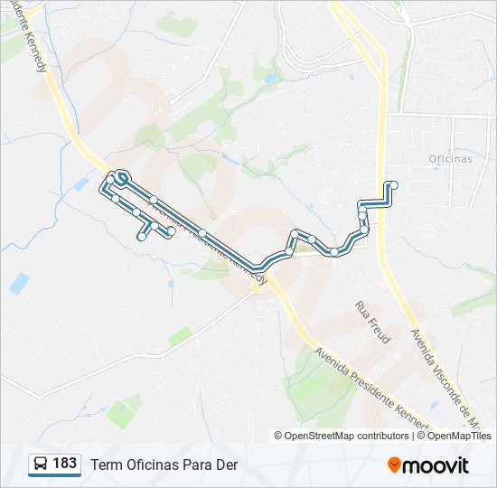 Mapa da linha 183 de ônibus