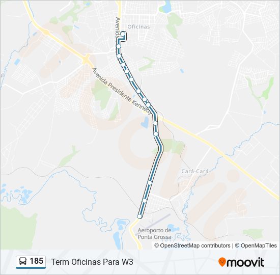 Mapa da linha 185 de ônibus