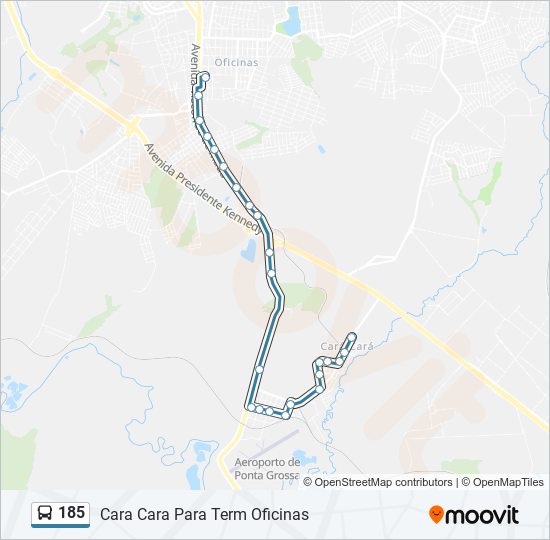 Mapa da linha 185 de ônibus
