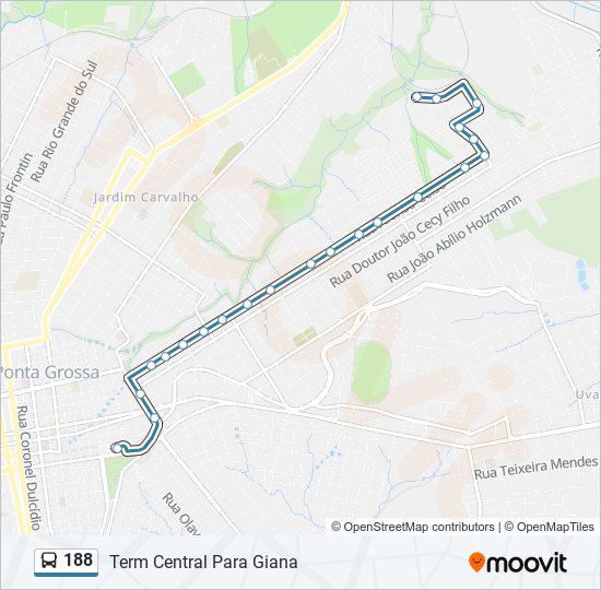 Mapa da linha 188 de ônibus