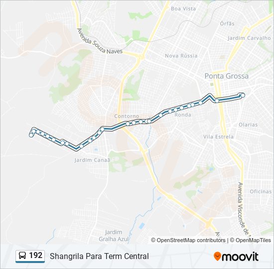 Mapa da linha 192 de ônibus