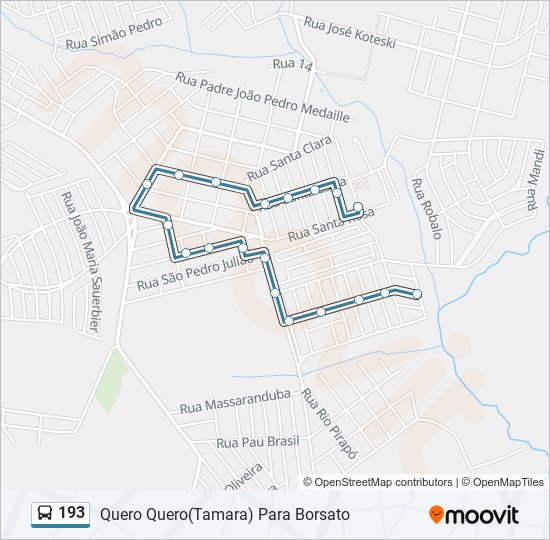 Mapa da linha 193 de ônibus