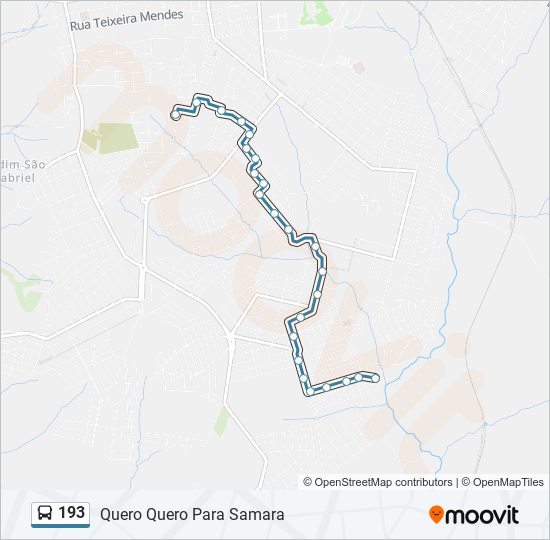 Mapa da linha 193 de ônibus