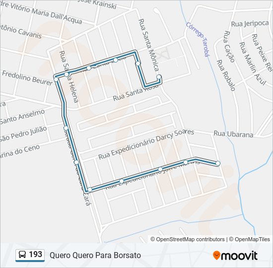Mapa da linha 193 de ônibus