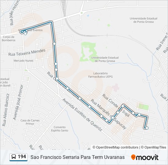 Mapa de 194 de autobús