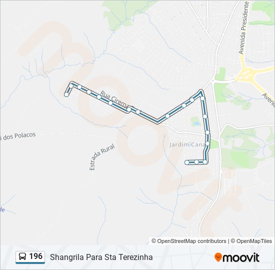 Mapa da linha 196 de ônibus