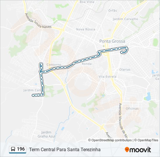 Mapa da linha 196 de ônibus