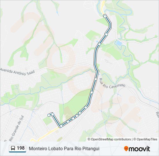 Mapa da linha 198 de ônibus