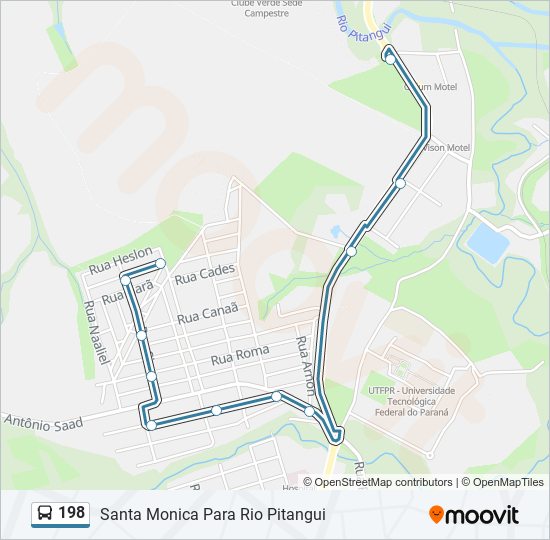 Mapa da linha 198 de ônibus