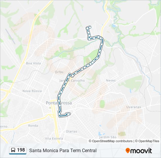 Mapa da linha 198 de ônibus