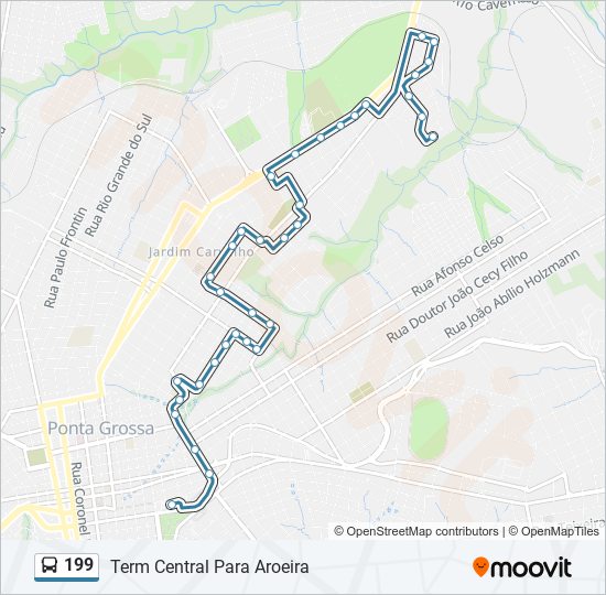 Mapa da linha 199 de ônibus