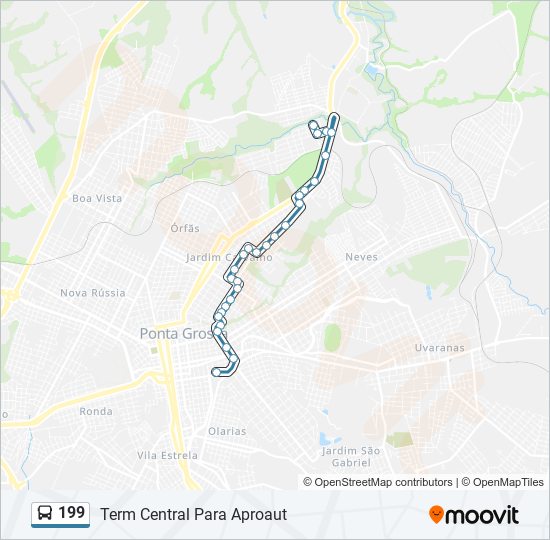 Mapa da linha 199 de ônibus
