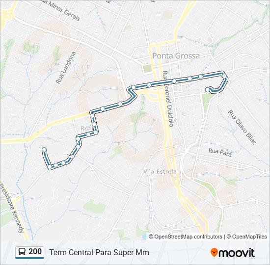Mapa da linha 200 de ônibus