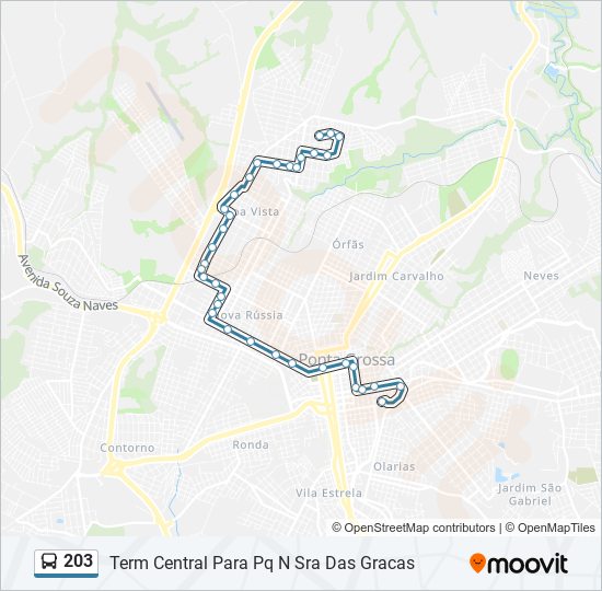 Mapa da linha 203 de ônibus