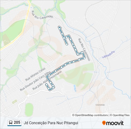 205 bus Line Map