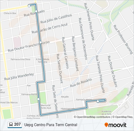 Mapa da linha 207 de ônibus