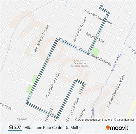 Mapa da linha 207 de ônibus