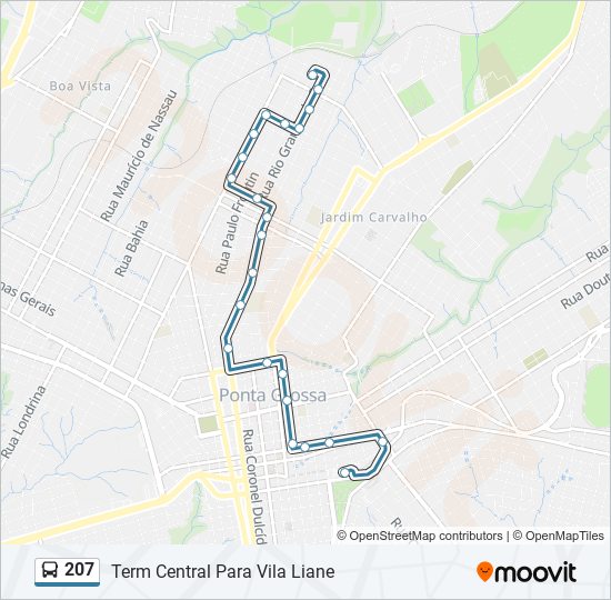 Mapa da linha 207 de ônibus
