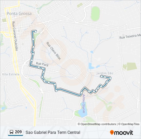 Mapa da linha 209 de ônibus