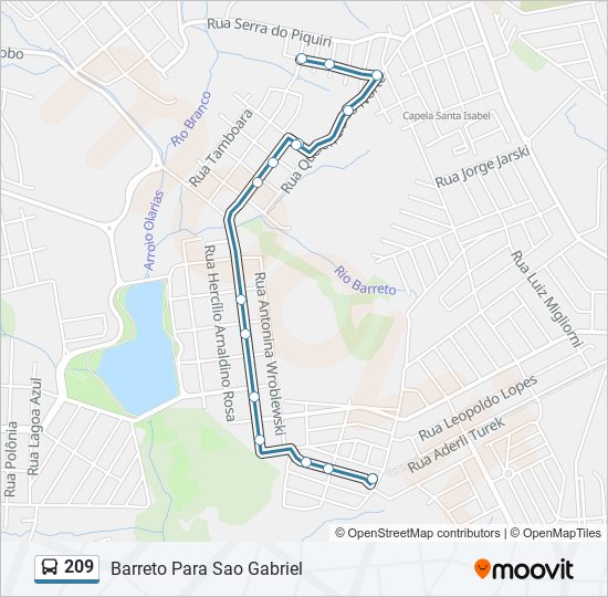 Mapa da linha 209 de ônibus