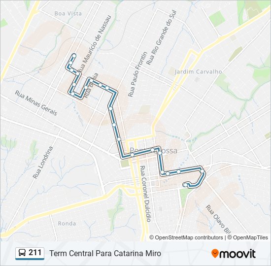 Mapa da linha 211 de ônibus