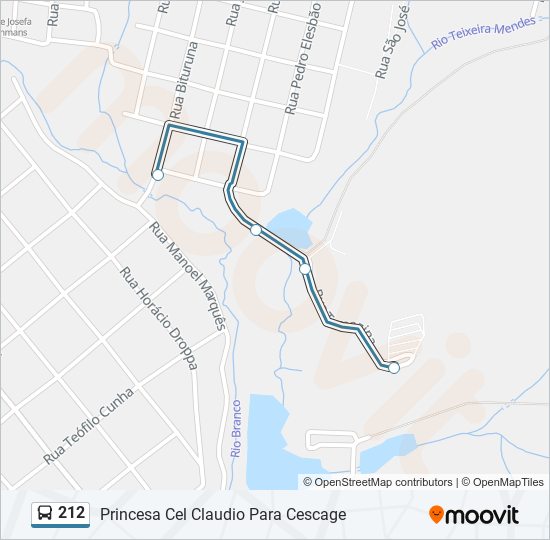 Mapa da linha 212 de ônibus