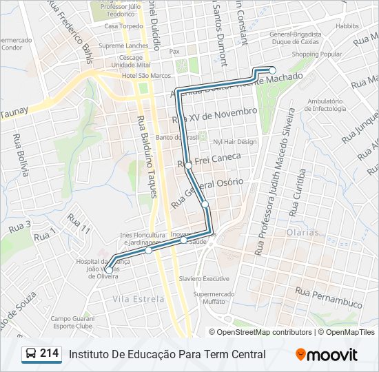 Mapa da linha 214 de ônibus