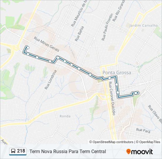 Mapa da linha 218 de ônibus