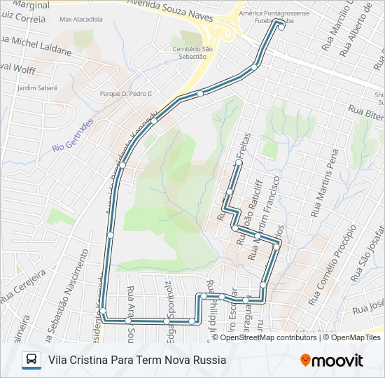 Mapa da linha 172 VILA CRISTINA de ônibus