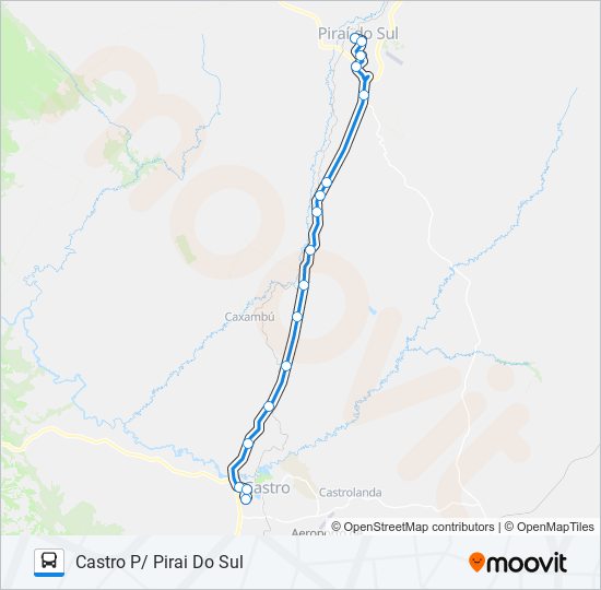 Mapa da linha 020 CASTRO / PIRAI DO SUL de ônibus