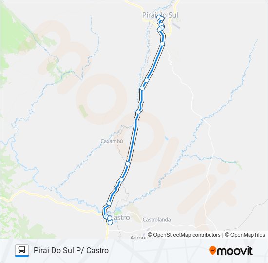 Mapa da linha 020 CASTRO / PIRAI DO SUL de ônibus