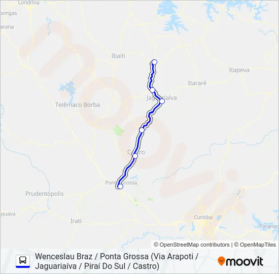 1006-50 PONTA GROSSA / WENCESLAU BRAZ Bus Line Map