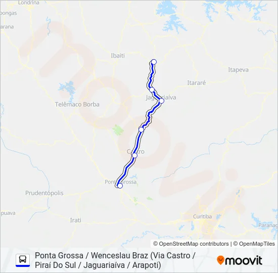 1006-50 PONTA GROSSA / WENCESLAU BRAZ Bus Line Map