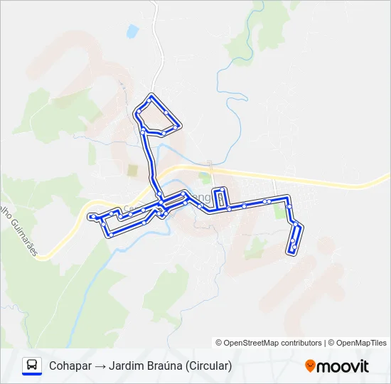 S01 CIRCULAR COHAPAR / JARDIM BRAÚNA Bus Line Map