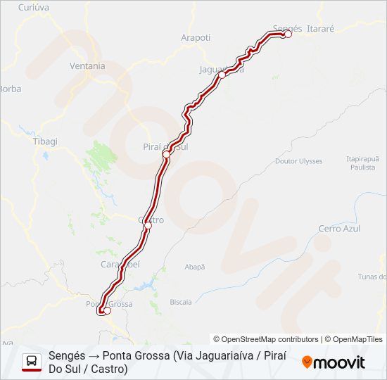 0801-30 PONTA GROSSA / SENGÉS bus Line Map