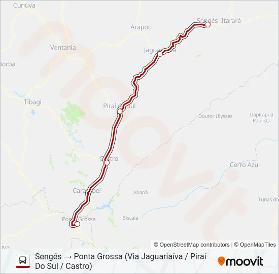 0801-30 PONTA GROSSA / SENGÉS Bus Line Map