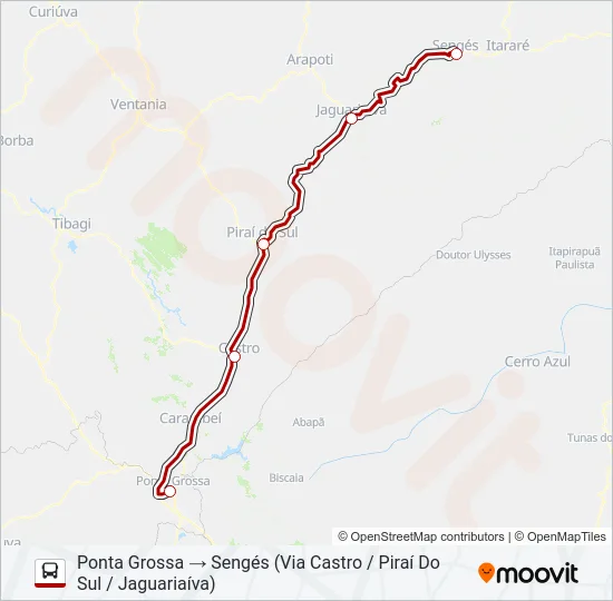 0801-30 PONTA GROSSA / SENGÉS Bus Line Map