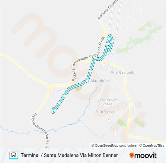 Mapa da linha W01 JARDIM SANTA MADALENA de ônibus