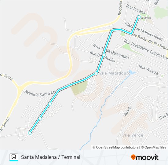 Mapa da linha W01 JARDIM SANTA MADALENA de ônibus