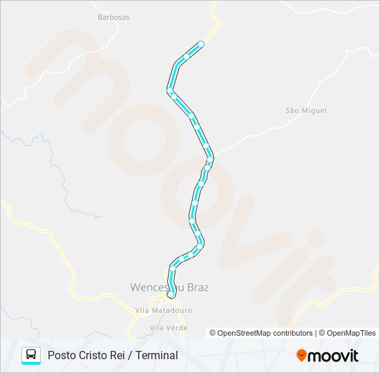Mapa da linha W05 TURMA 09 / PROTORK / POSTO CRISTO REI de ônibus