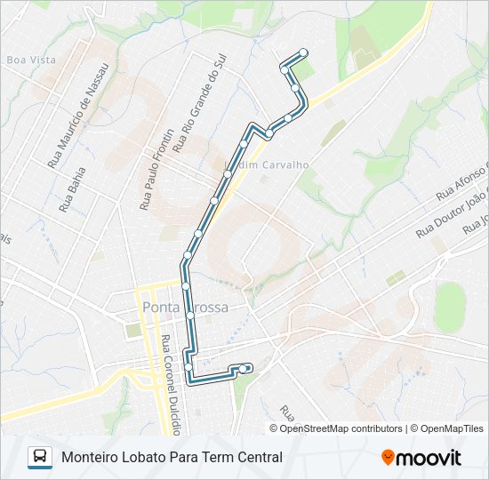 Mapa da linha 110 UTFPR de ônibus