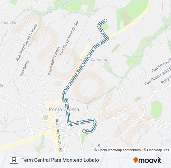 Mapa da linha 110 UTFPR de ônibus