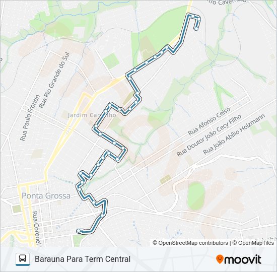 Mapa da linha 208 BARAUNA de ônibus