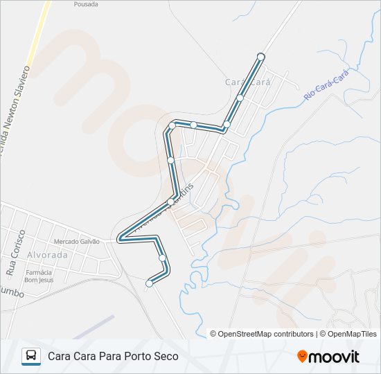 Mapa da linha 185 CARA CARA de ônibus