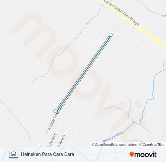 Mapa da linha 185 CARA CARA de ônibus